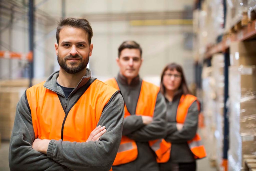 Employees at a warehouse